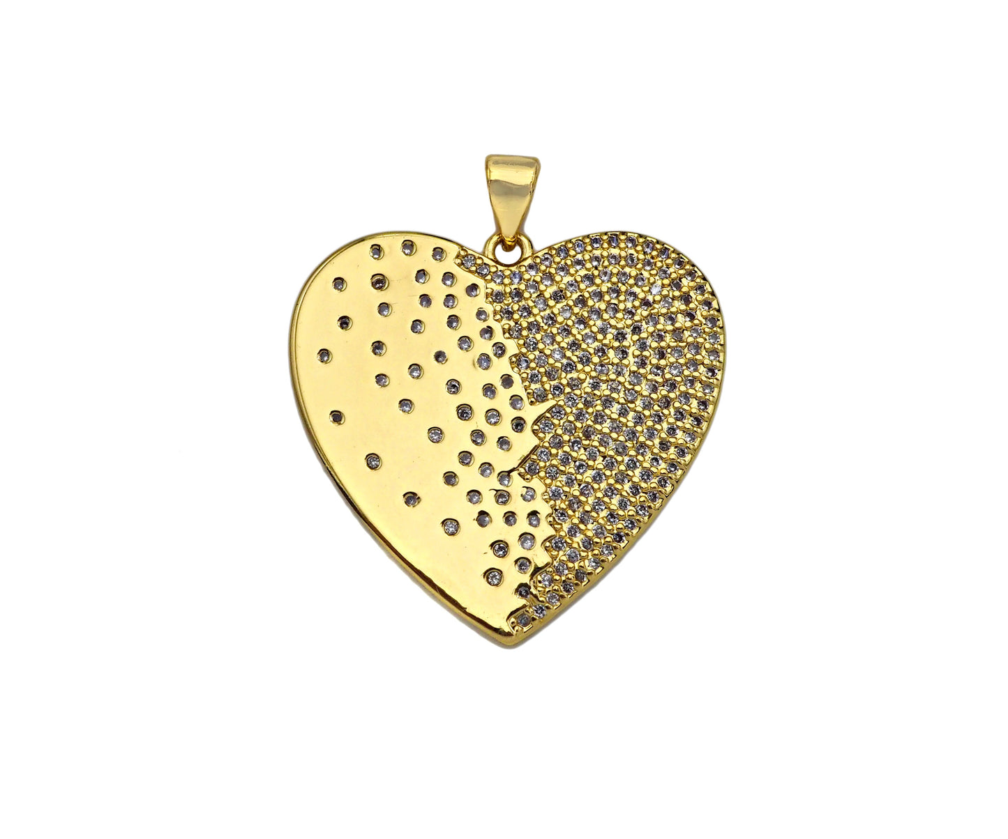 CZ Micro Pave Heart Shape Pendant/Charm,Cubic Zirconia Medallion Charm, Necklace Bracelet Heart Charm Pendant,28x27mm, Sku#LK195