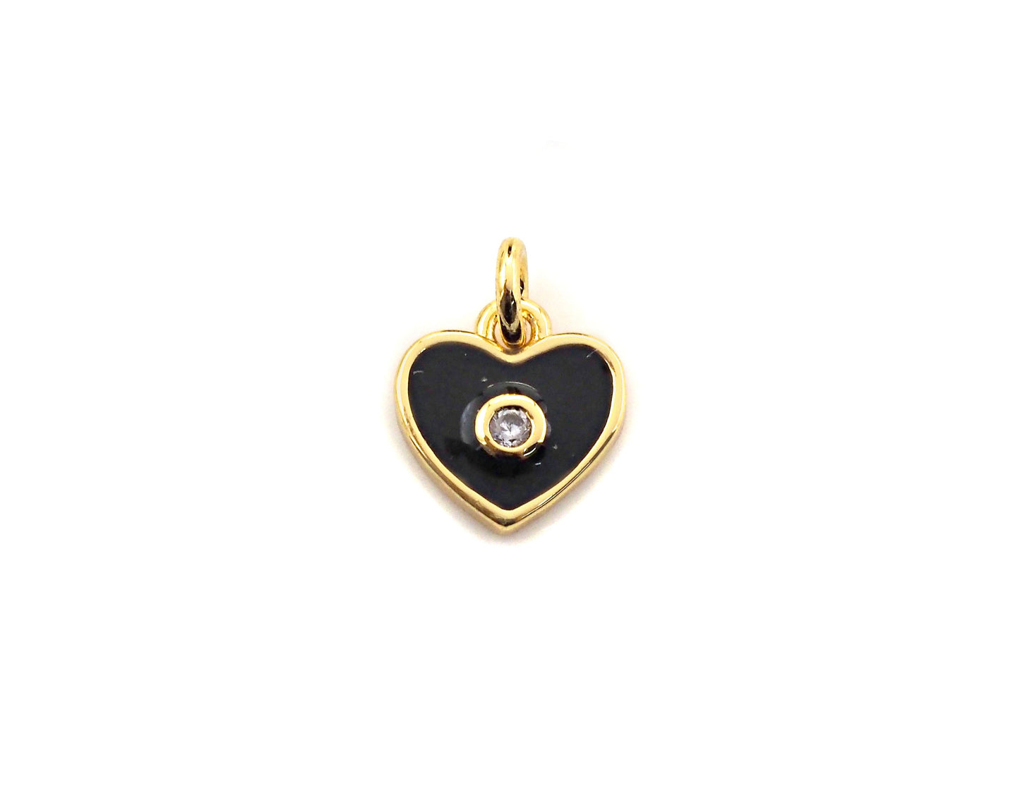 Cute Enamel  Heart Charm Pendant,CZ Micro Pave Oil Drop pendant,Enamel heart pendant,Enamel Jewelry, 9mm, sku#F1058