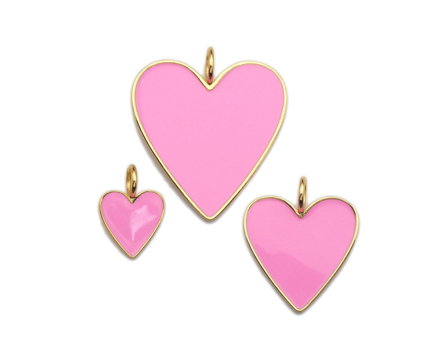 Yellow Pink Blue Enamel Heart Pendant with Gold Finish, Enamel Heart, Colorful Enamel Heart, 15/25/35mm, sku#ML26