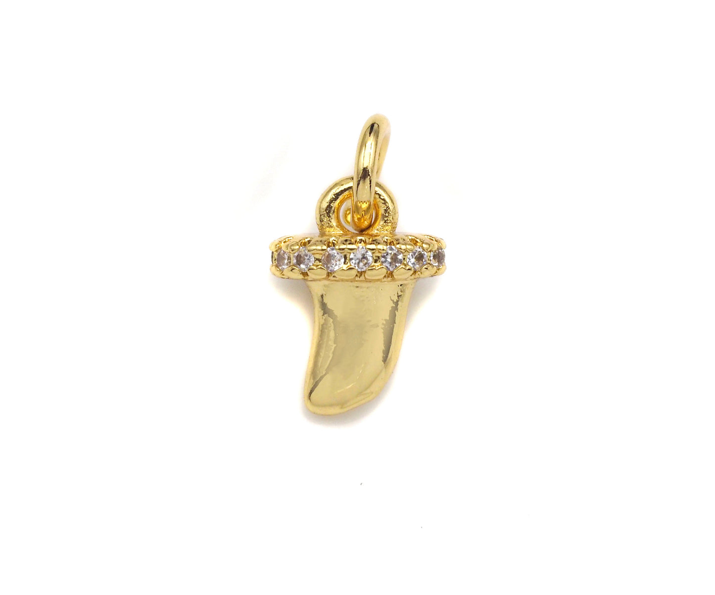 Clear CZ Micro Pave Horn Shape Pendant/Charm, Horn Cubic Zirconia Pendant Charm,7x10mm,Sku#Z1220