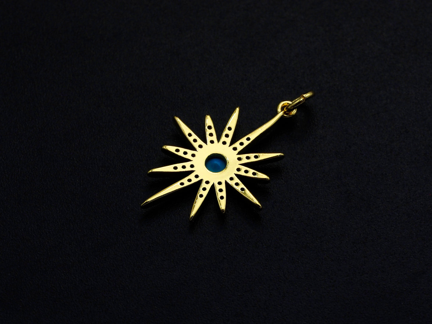 Turquoise Clear CZ Micro Pave North Star Shaped Pendant/Charm, Star Cubic Zirconia Pendant Charm, 19x24mm,sku#Z823