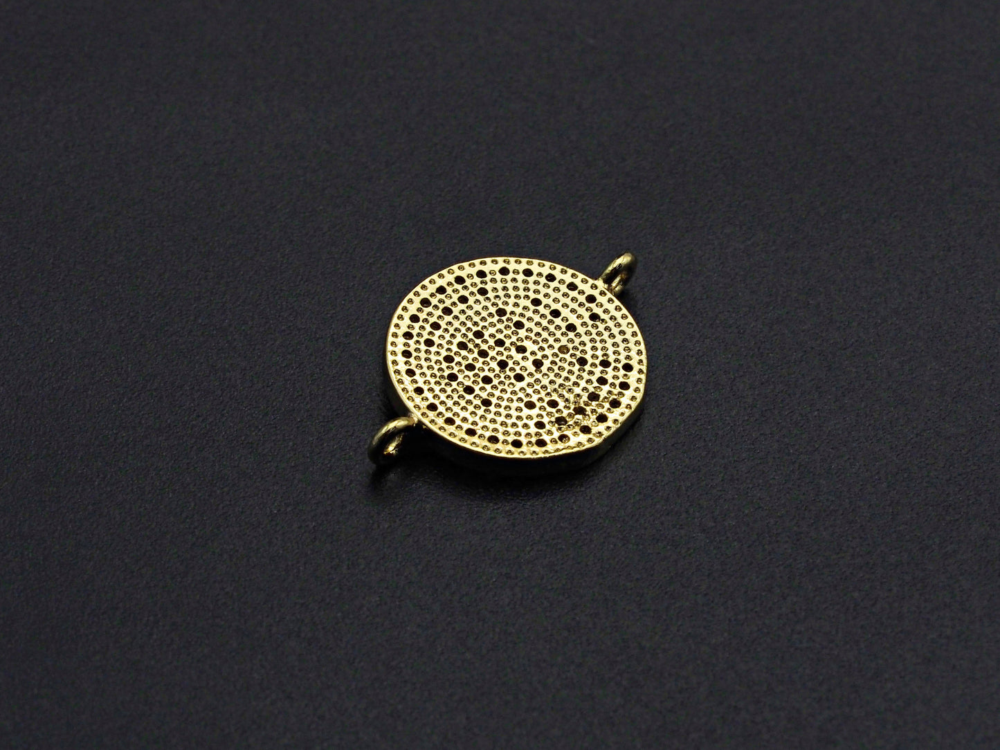 CZ Micro Pave Elephant On Round Coin Charm, Elephant Connector for Bracelet/Necklace, Space Connector Link, 15x21mm, sku#Z1064