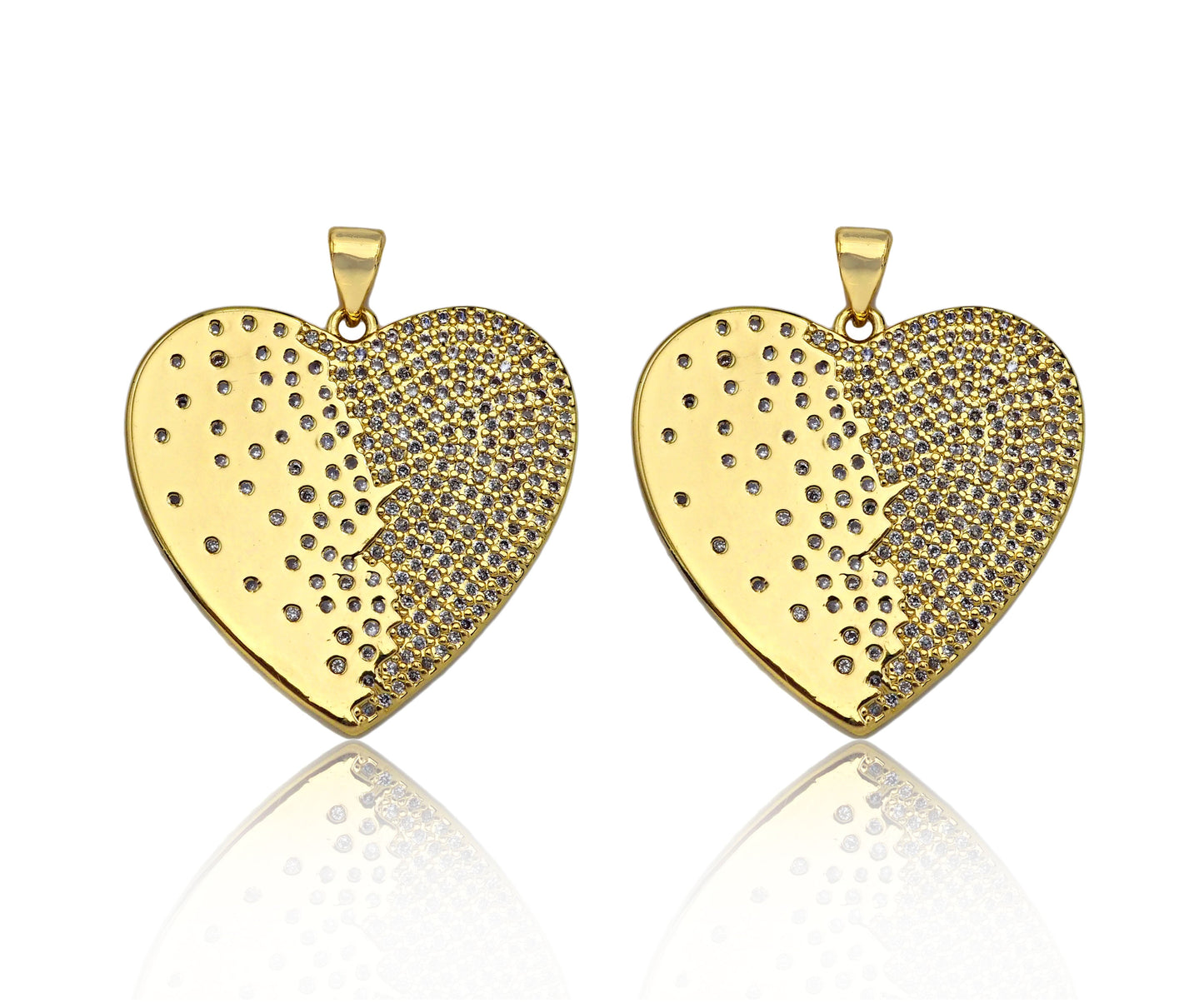 CZ Micro Pave Heart Shape Pendant/Charm,Cubic Zirconia Medallion Charm, Necklace Bracelet Heart Charm Pendant,28x27mm, Sku#LK195