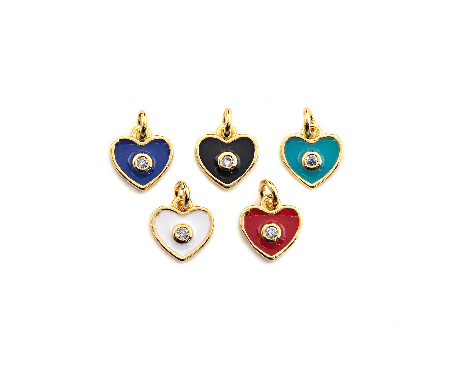 Cute Enamel  Heart Charm Pendant,CZ Micro Pave Oil Drop pendant,Enamel heart pendant,Enamel Jewelry, 9mm, sku#F1058
