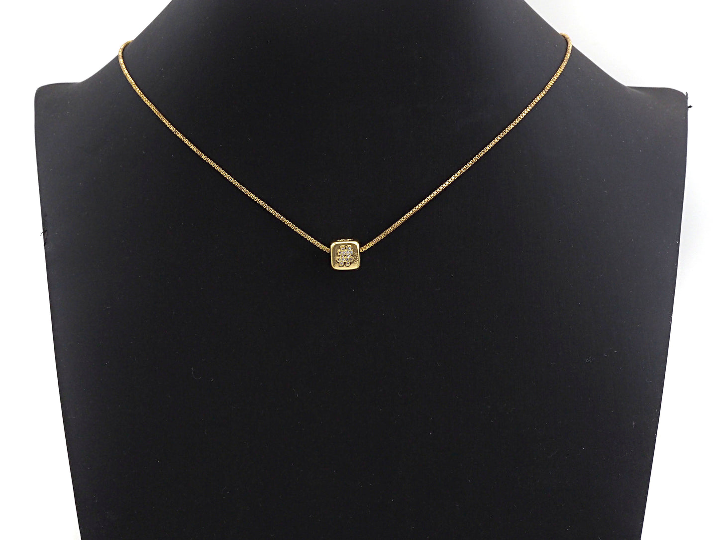 CZ Micro Pave # Symbol Dice Spacer Beads, Cubic Zirconia Cube Spacer Beads, 24k Gold Tone, 8.5mm, sku#Z720