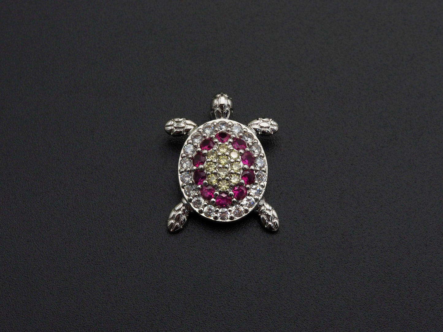 Colorful CZ Micro Pave Tortoise Shape Pendant,Cubic Zirconia Tortoise Charm,Gold/Silver/Black Tone, 18X23mm,sku#Z724