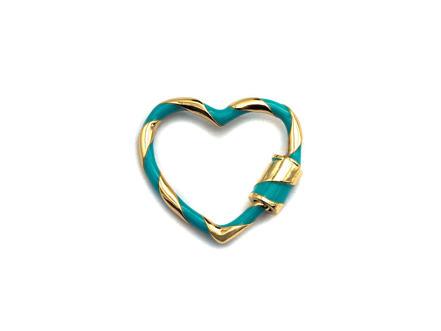 Colorful Enamel Pave Heart Shape Clasp, Gold Carabiner Clasp, 23x25mm, sku#H162