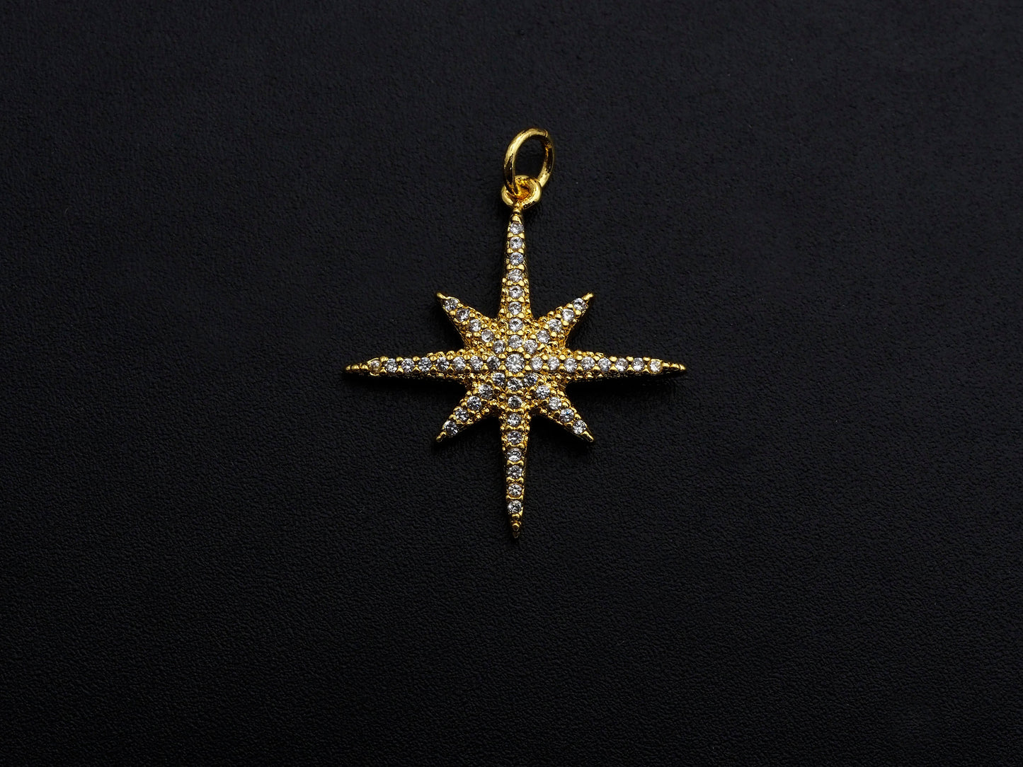Clear CZ Micro Pave North Star Shaped Pendant/Charm, Star Cubic Zirconia Pendant Charm, 23x25mm,sku#Z824