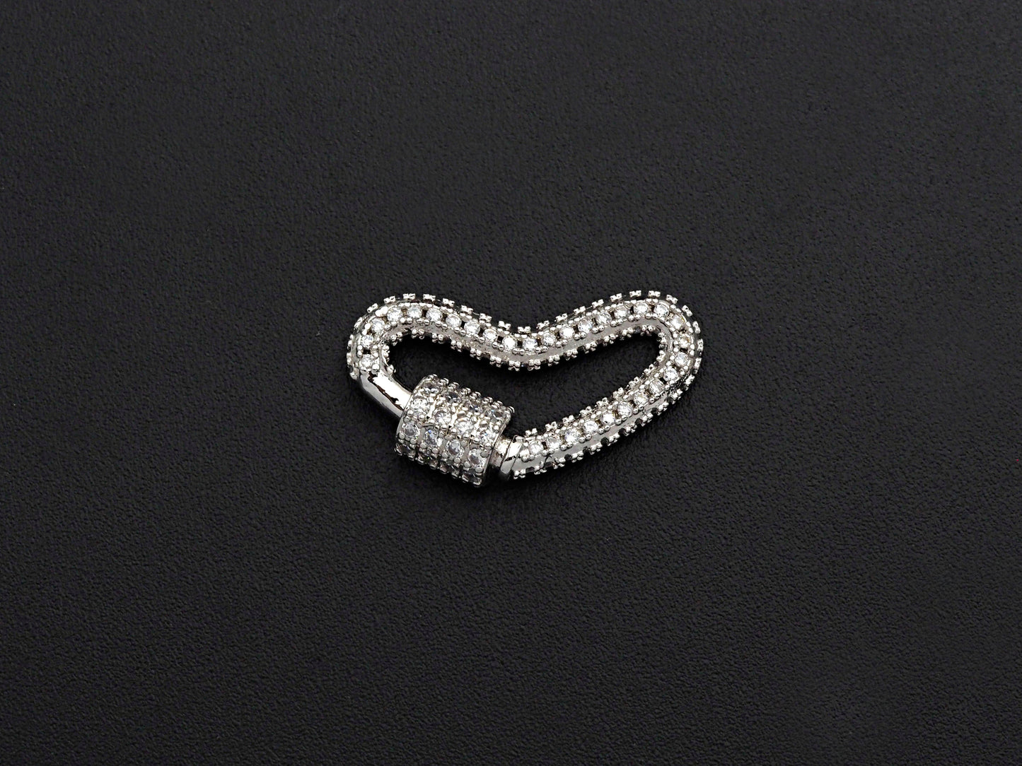 CZ Pave Heart Shape Clasp, CZ Pave Link Clasp, Gold/Rose Gold/Sliver/Gunmetal Heart Clasp, 13x23mm, sku#H188