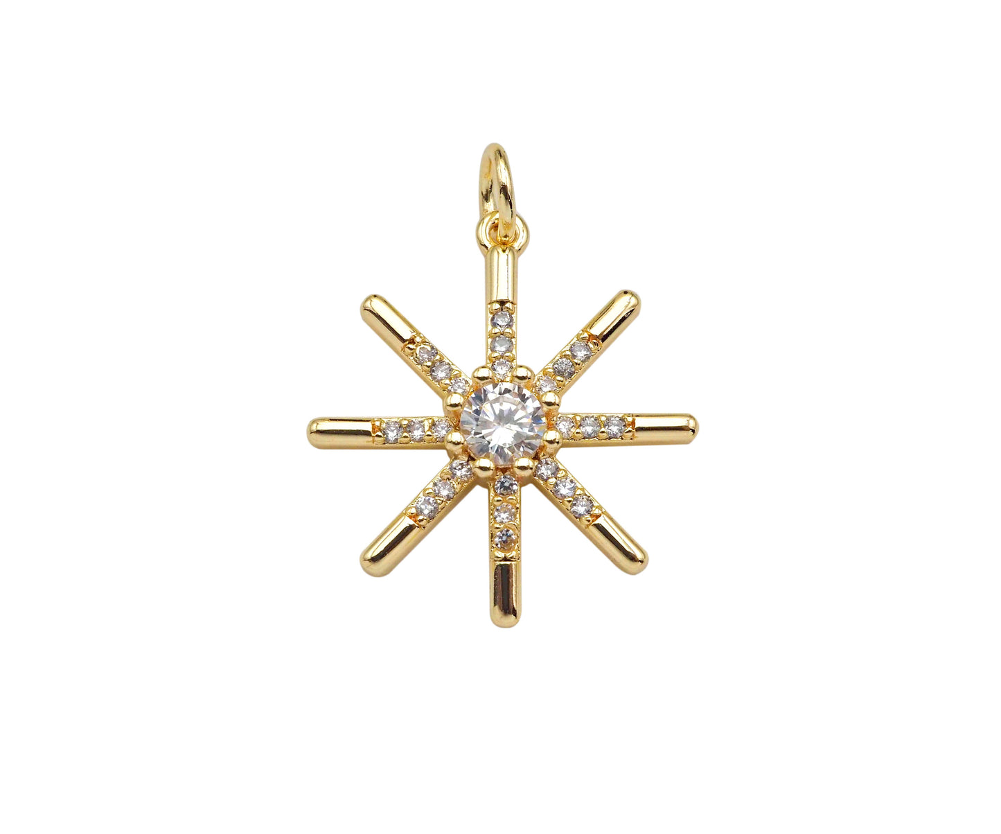 CZ Micro Pave North Star Shape Pendant/Charm, 14K Gold Filled Star Charm, Necklace Bracelet Charm Pendant,18x21mm,Sku#LX01