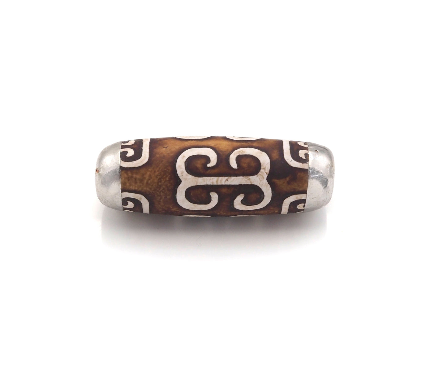16x39mm Large Natural Tibetan Agate Barrel Shape Spacer Beads, Gold/Silver/Rose Gold Tone, Dzi Agate Spacer,Oval Tibetan Agate, sku#U1006