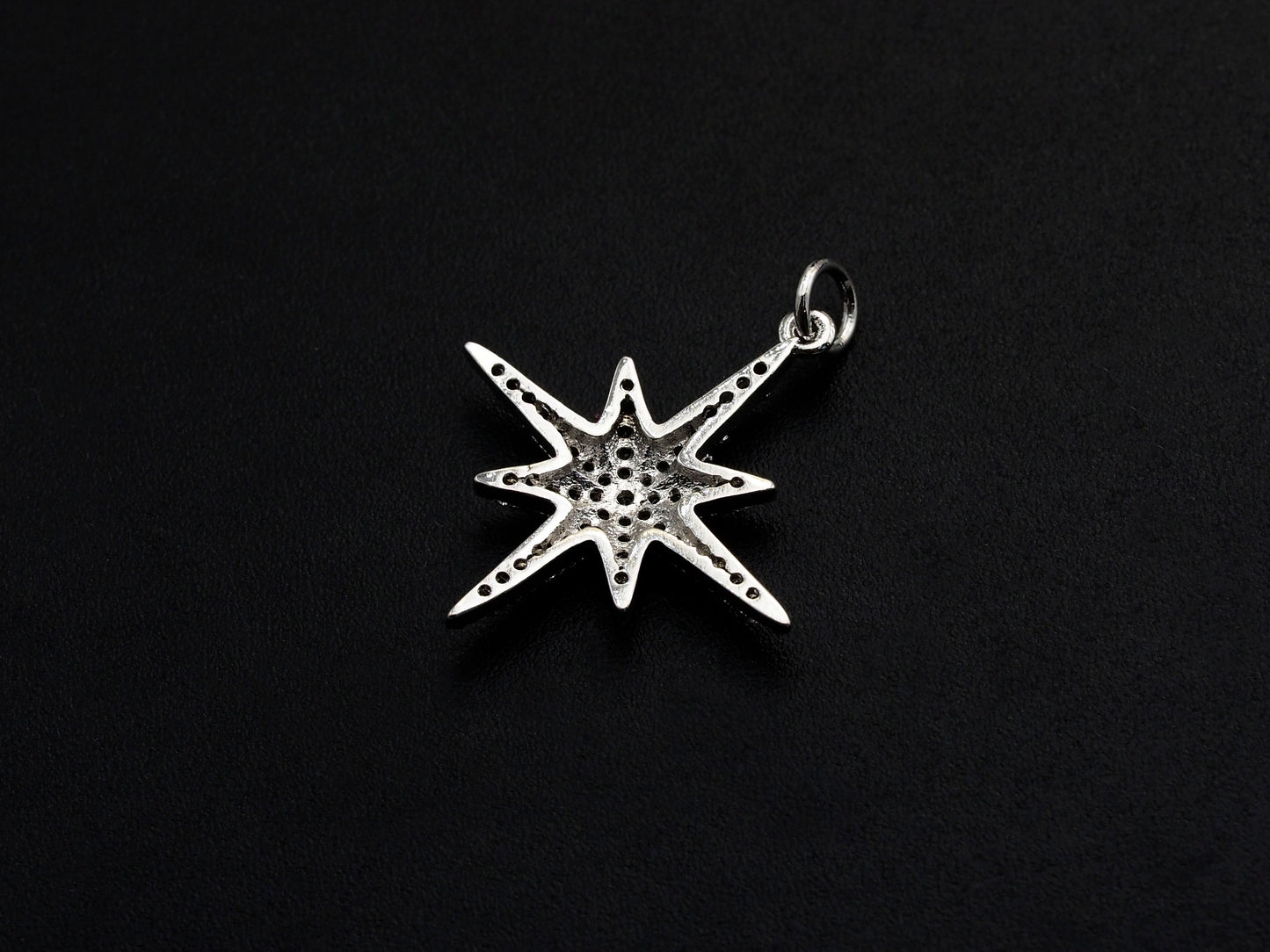 Clear CZ Micro Pave North Star Shaped Pendant/Charm, Star Cubic Zirconia Pendant Charm, 23x25mm,sku#Z824