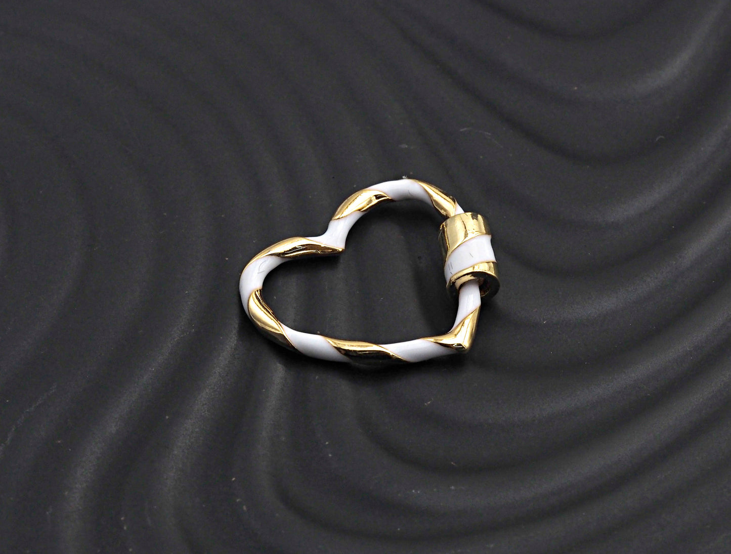 Colorful Enamel Pave Heart Shape Clasp, Gold Carabiner Clasp, 23x25mm, sku#H162