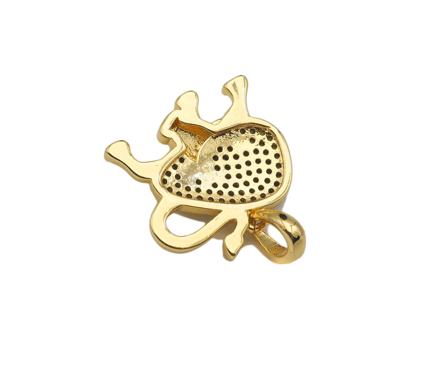 Colorful CZ Micro Pave Bull Pendant/Charm,Cubic Zirconia Charm, Necklace Bracelet Charm Pendant,17x18mm, Sku#LD35