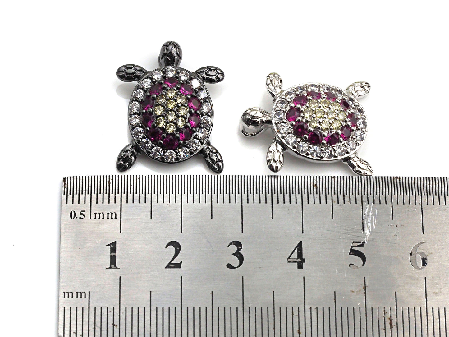 Colorful CZ Micro Pave Tortoise Shape Pendant,Cubic Zirconia Tortoise Charm,Gold/Silver/Black Tone, 18X23mm,sku#Z724