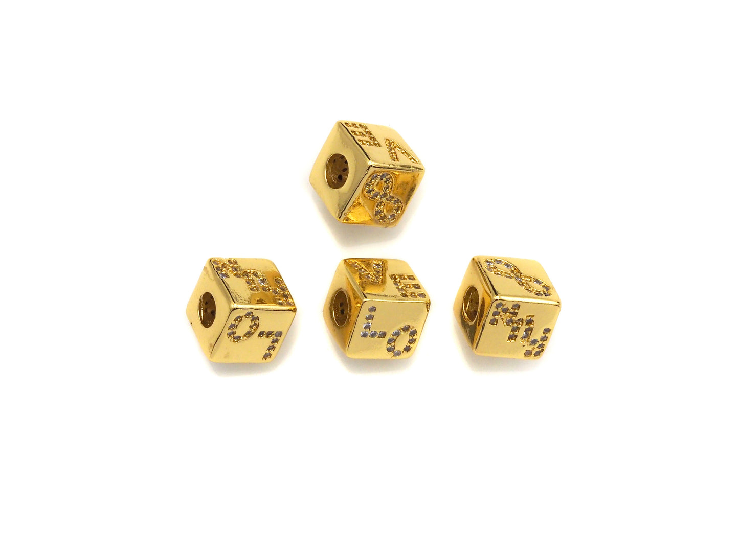 Gold Silver LOVE Infinity FUN Dice Cube Spacer Bead, sku#Z716