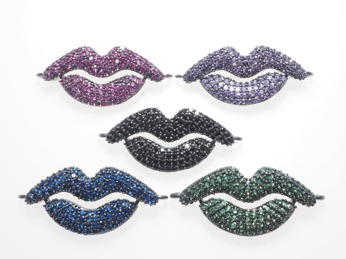 CZ Micro Pave Cobalt/Fuchsia/Violet Amethyst/Turquoise/Black Lip Connector, CZ Pave Connector Gumental, 13x30mm sku#BY032/E191