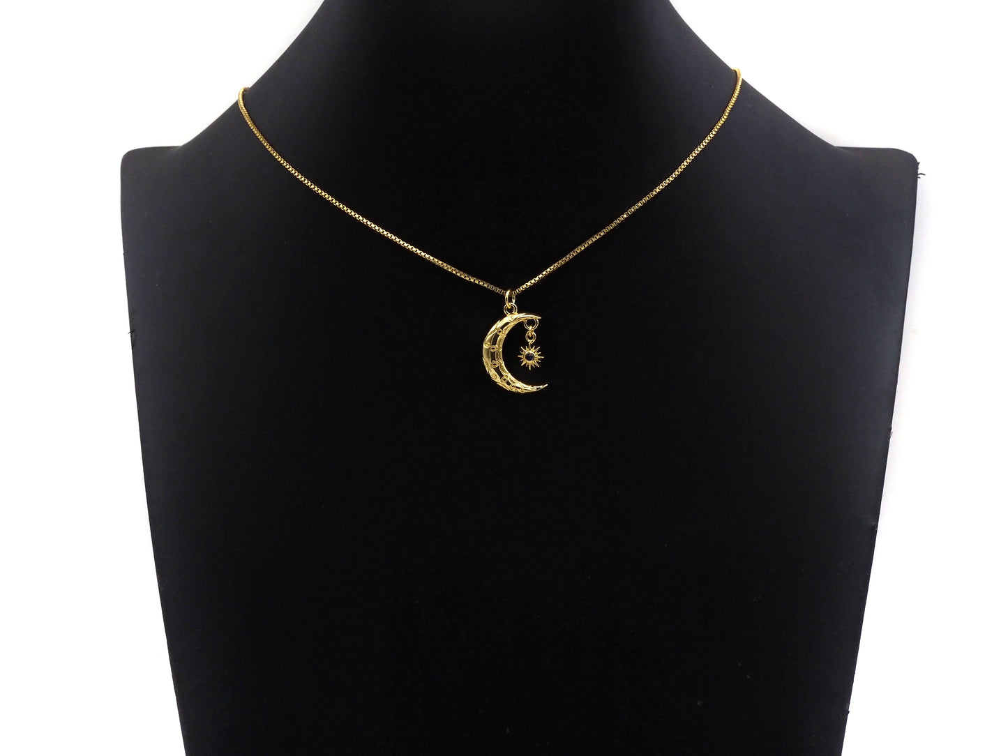 Cobalt CZ Micro Pave Cresent Moon With North Star Shape Pendant Charm, Cubic Zirconia Moon Charm,15x22mm,Sku#LK158