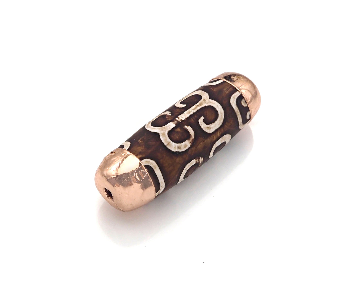16x39mm Large Natural Tibetan Agate Barrel Shape Spacer Beads, Gold/Silver/Rose Gold Tone, Dzi Agate Spacer,Oval Tibetan Agate, sku#U1006
