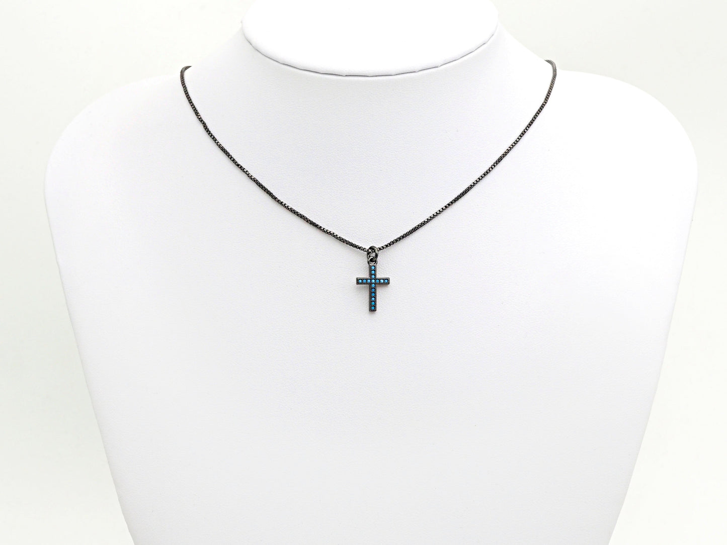 CZ Micro Pave Cross Charm, Black/Fuchsia/Turquoise/Cobalt Blue Cubic Zirconia Cross, 10x16mm, sku#X143
