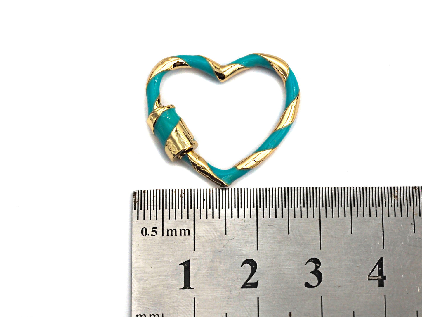 Colorful Enamel Pave Heart Shape Clasp, Gold Carabiner Clasp, 23x25mm, sku#H162