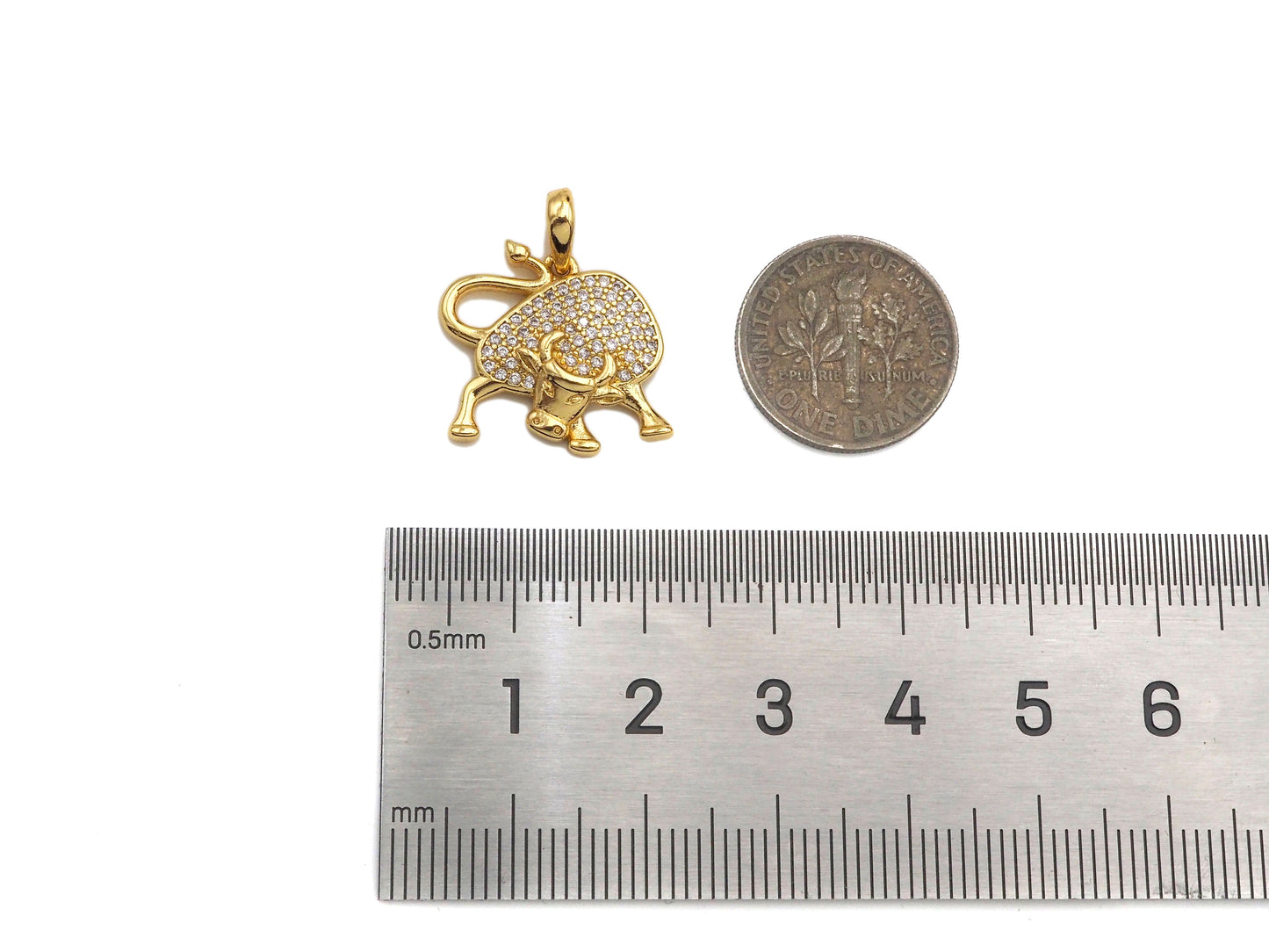 Colorful CZ Micro Pave Bull Pendant/Charm,Cubic Zirconia Charm, Necklace Bracelet Charm Pendant,17x18mm, Sku#LD35