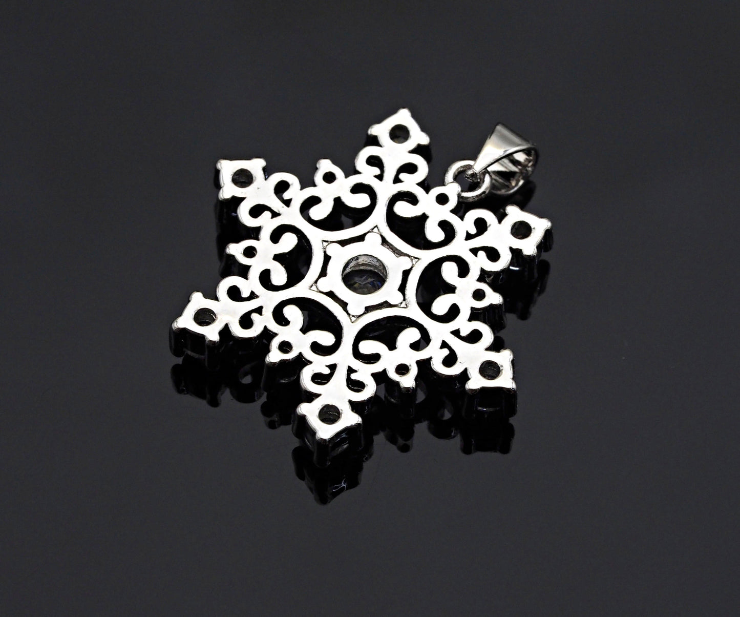 CZ Micro Pave Snowflake Pendant, Gold/Silver Plated Jewelry, Snowflake Charm Pendant, 26x23mm,sku#F1220
