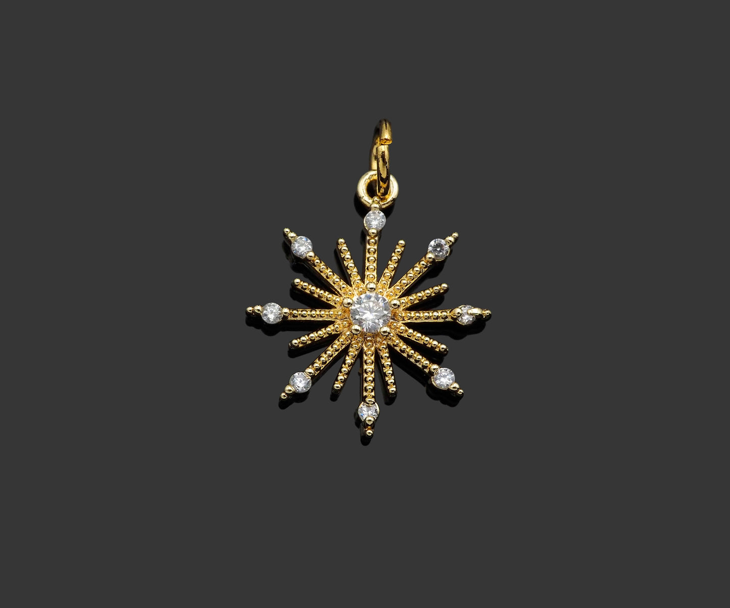 CZ Micro Pave North Star Flower Shape Pendant/Charm, 14K Gold Filled Star Charm, Necklace Bracelet Charm Pendant,15x17mm,Sku#LX02