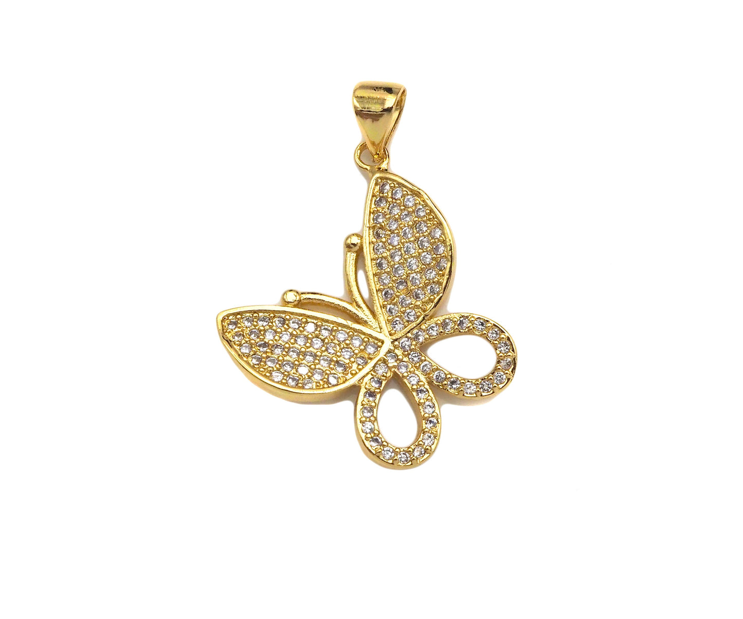 CZ Micro Pave Butterfly Shape Pendant/Charm,Cubic Zirconia Charm, Necklace Bracelet Butterfly Charm Pendant,19x21mm, Sku#LK197