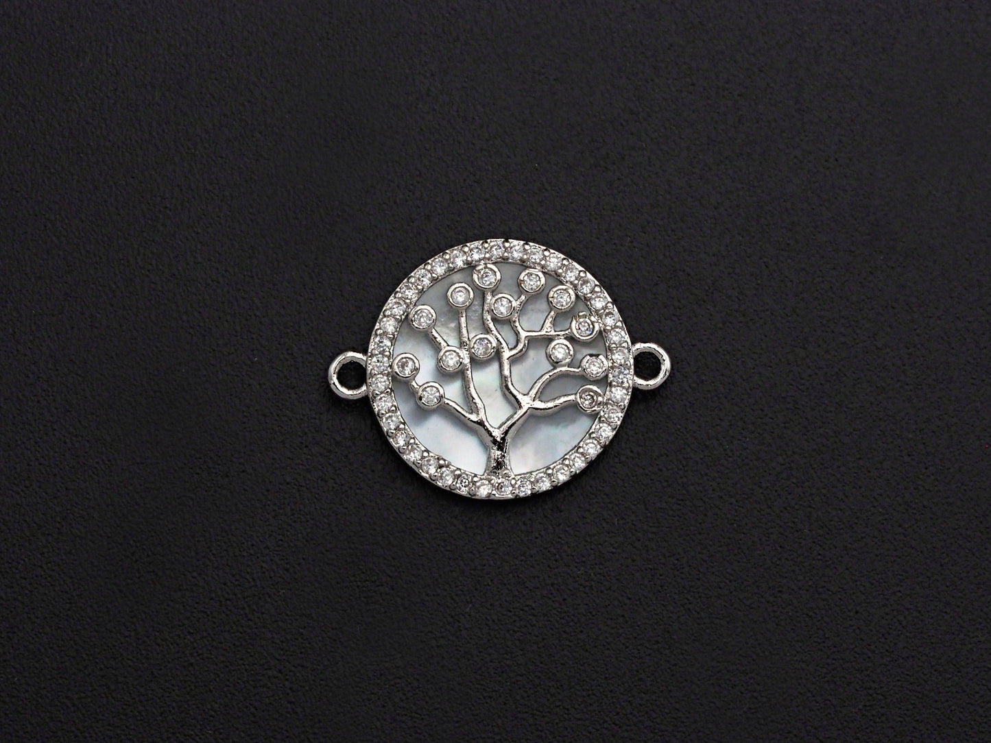 CZ Micro Pave Lucky Tree on Mother-of-pearl Connector, Z689