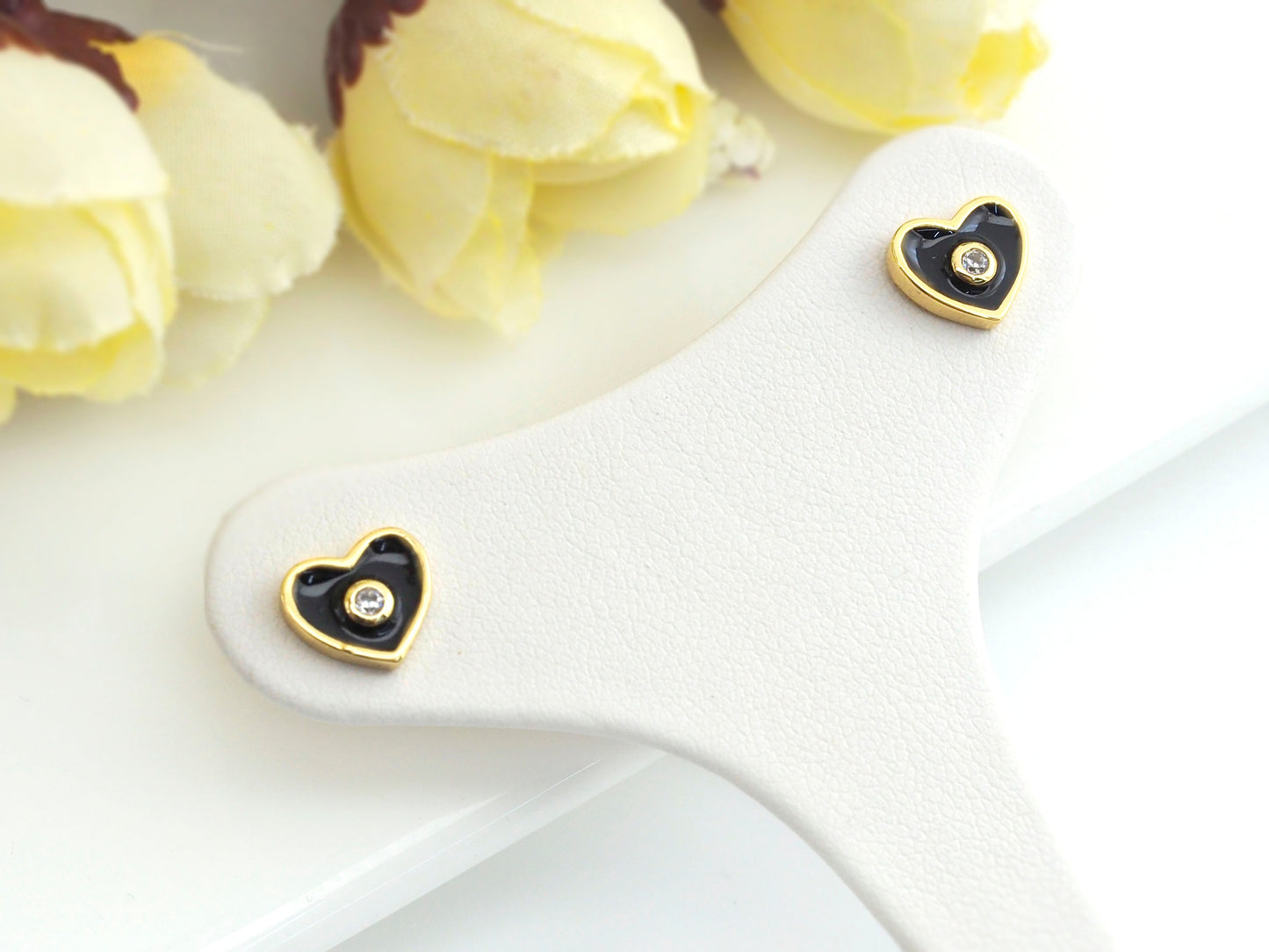 CZ Enamel Round Stud Earrings, Sku#J164C