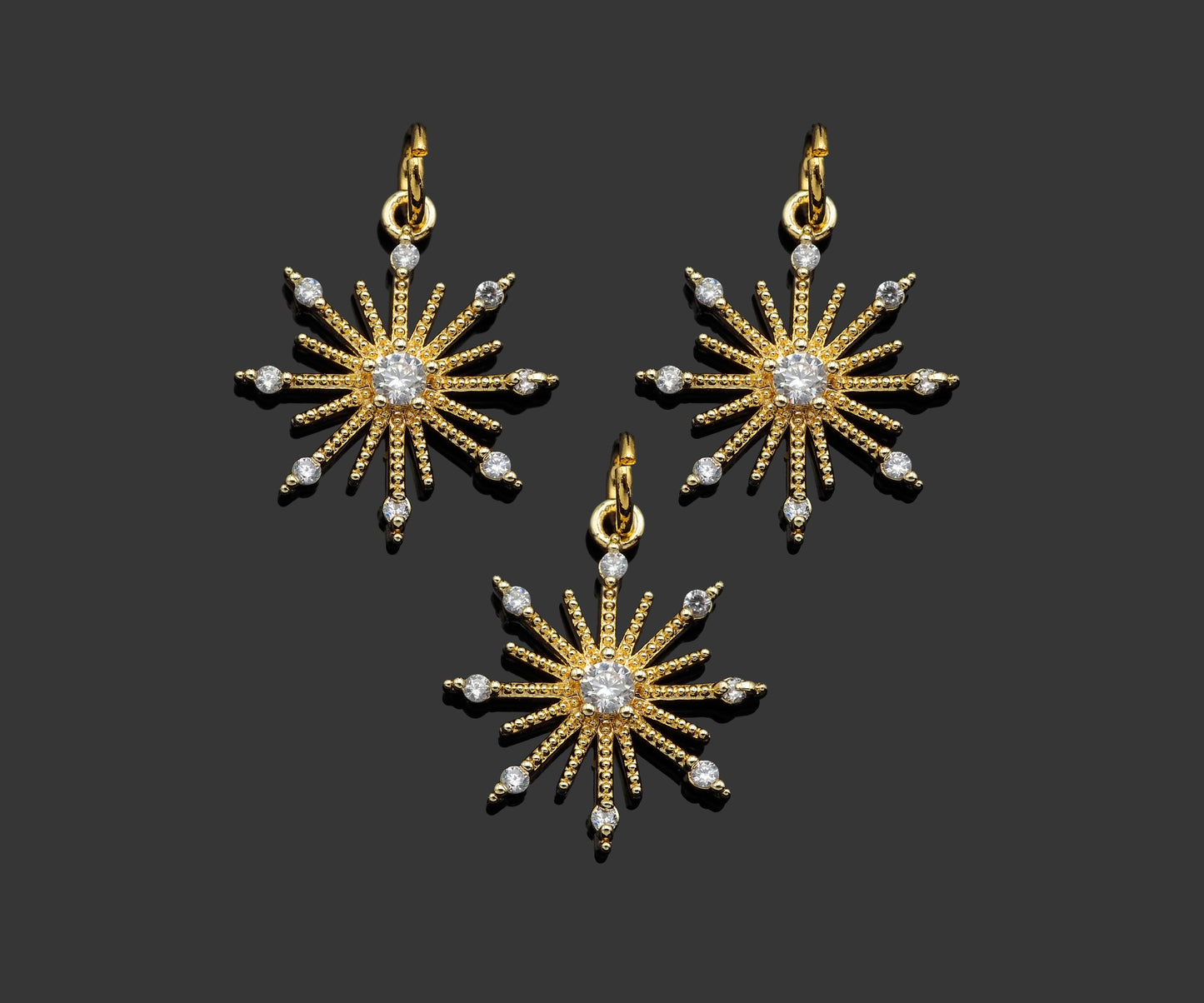 CZ Micro Pave North Star Flower Shape Pendant/Charm, 14K Gold Filled Star Charm, Necklace Bracelet Charm Pendant,15x17mm,Sku#LX02