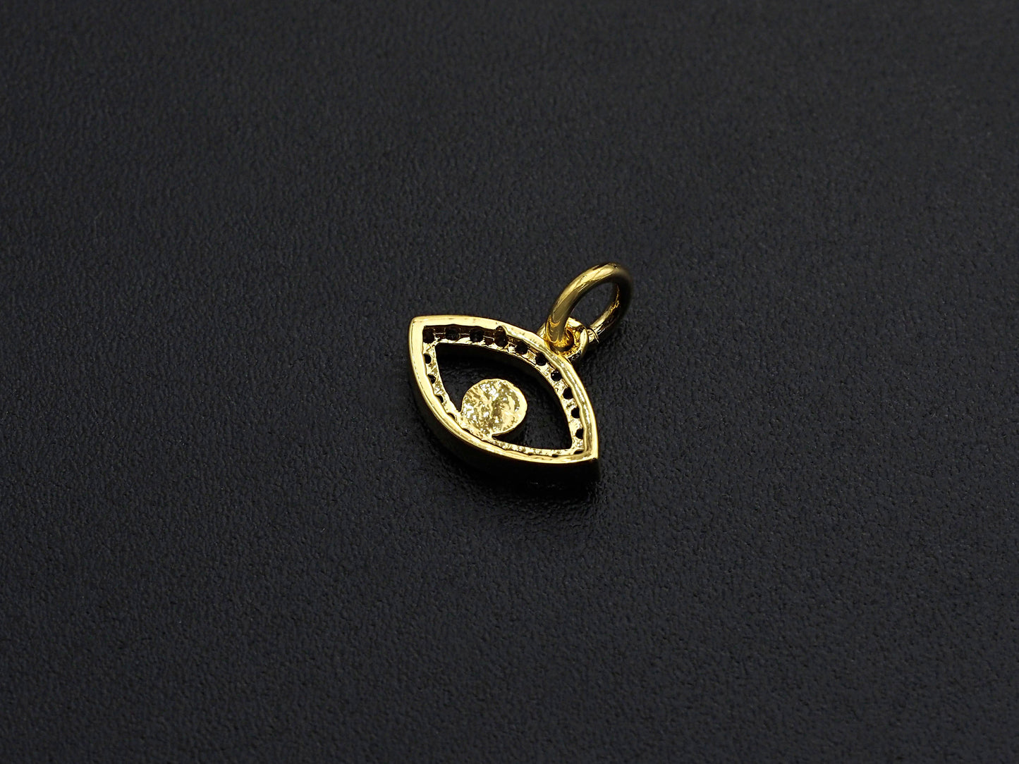 Cute CZ Micro Pave Enamel Evil Eye Pendant/Charm, Gold Plated Tiny Eye Charm, 9x12mm, sku#Z775