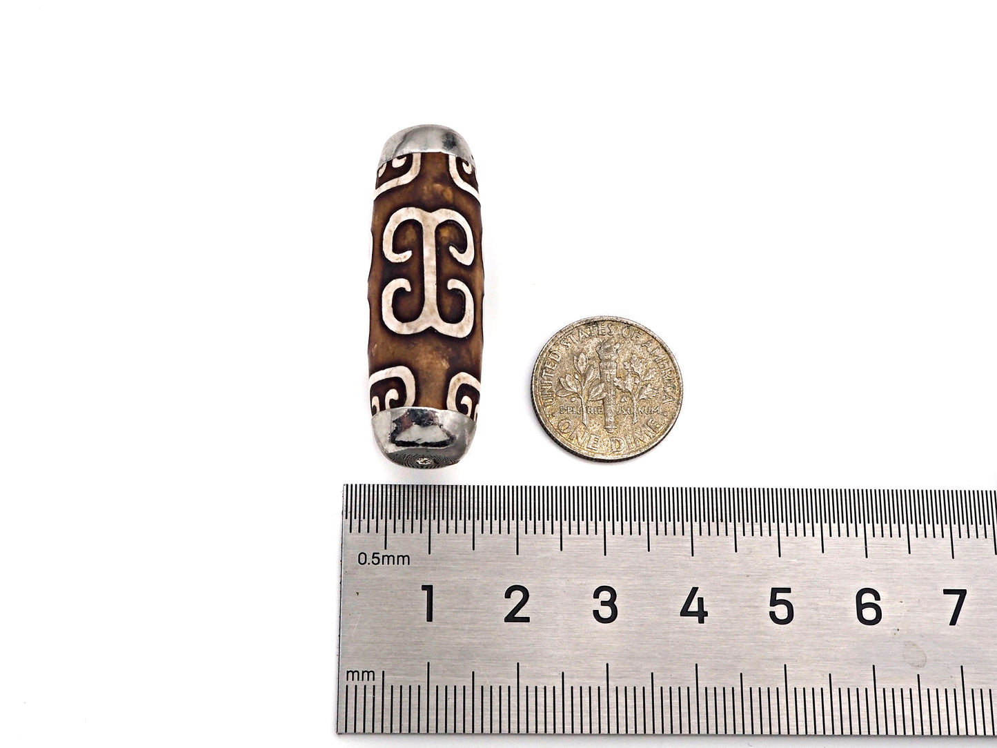 16x39mm Large Natural Tibetan Agate Barrel Shape Spacer Beads, Gold/Silver/Rose Gold Tone, Dzi Agate Spacer,Oval Tibetan Agate, sku#U1006