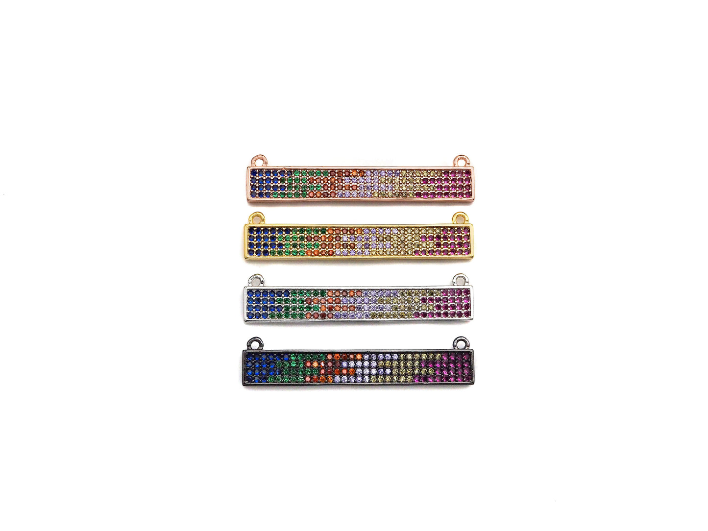 Colorful CZ Micro Pave Long Bar Charm/Pendant, SKU#F1129C