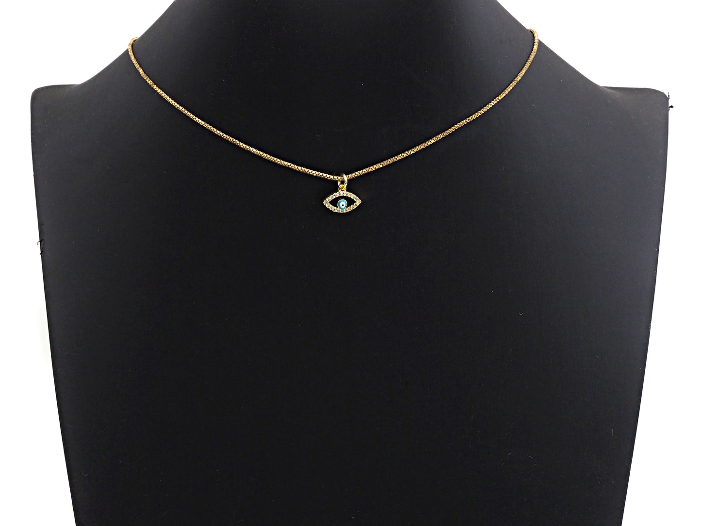 Cute CZ Micro Pave Enamel Evil Eye Pendant/Charm, Gold Plated Tiny Eye Charm, 9x12mm, sku#Z775