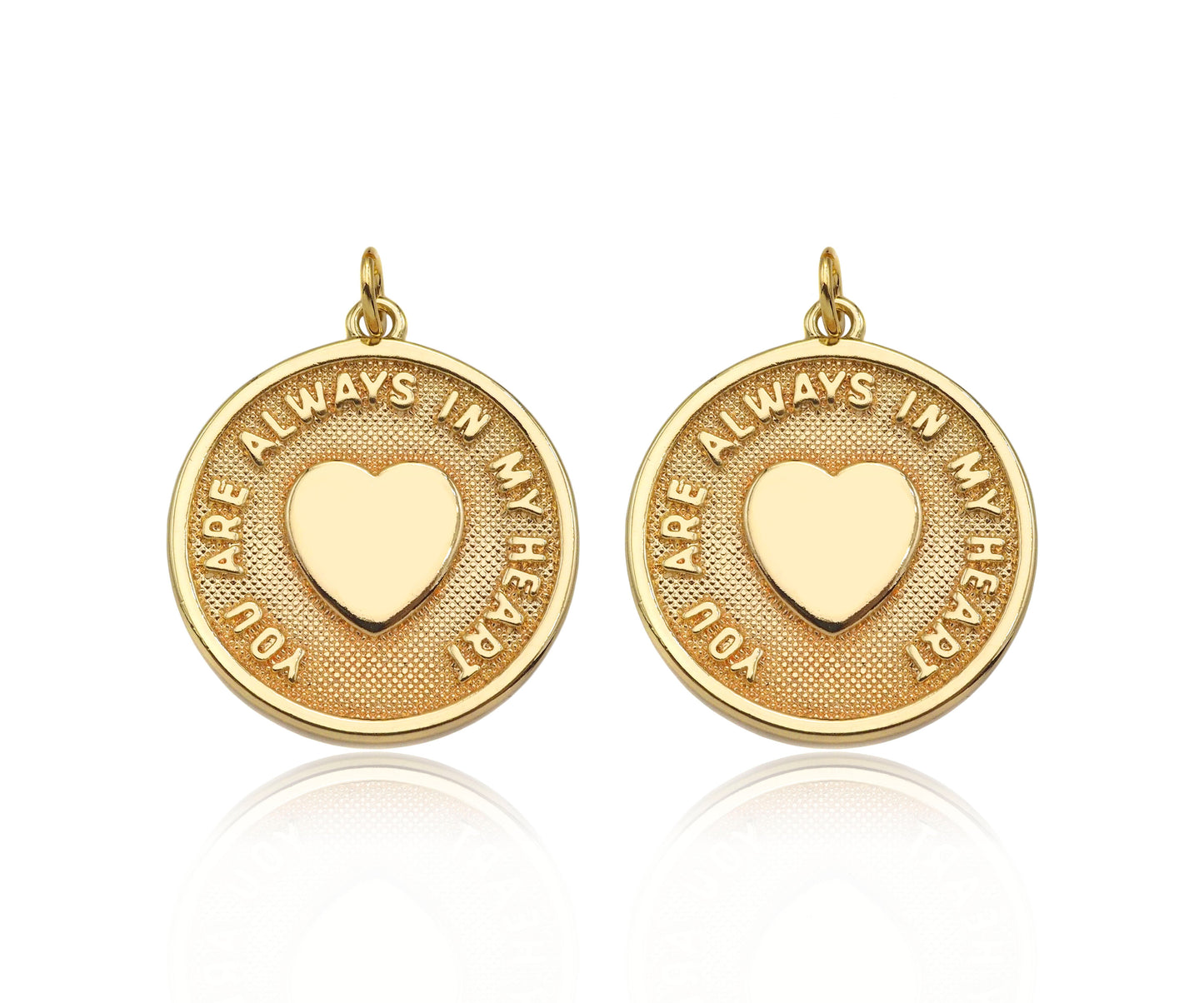14K Gold Filled Heart On Round Medallion Pendant,SKU#LX03