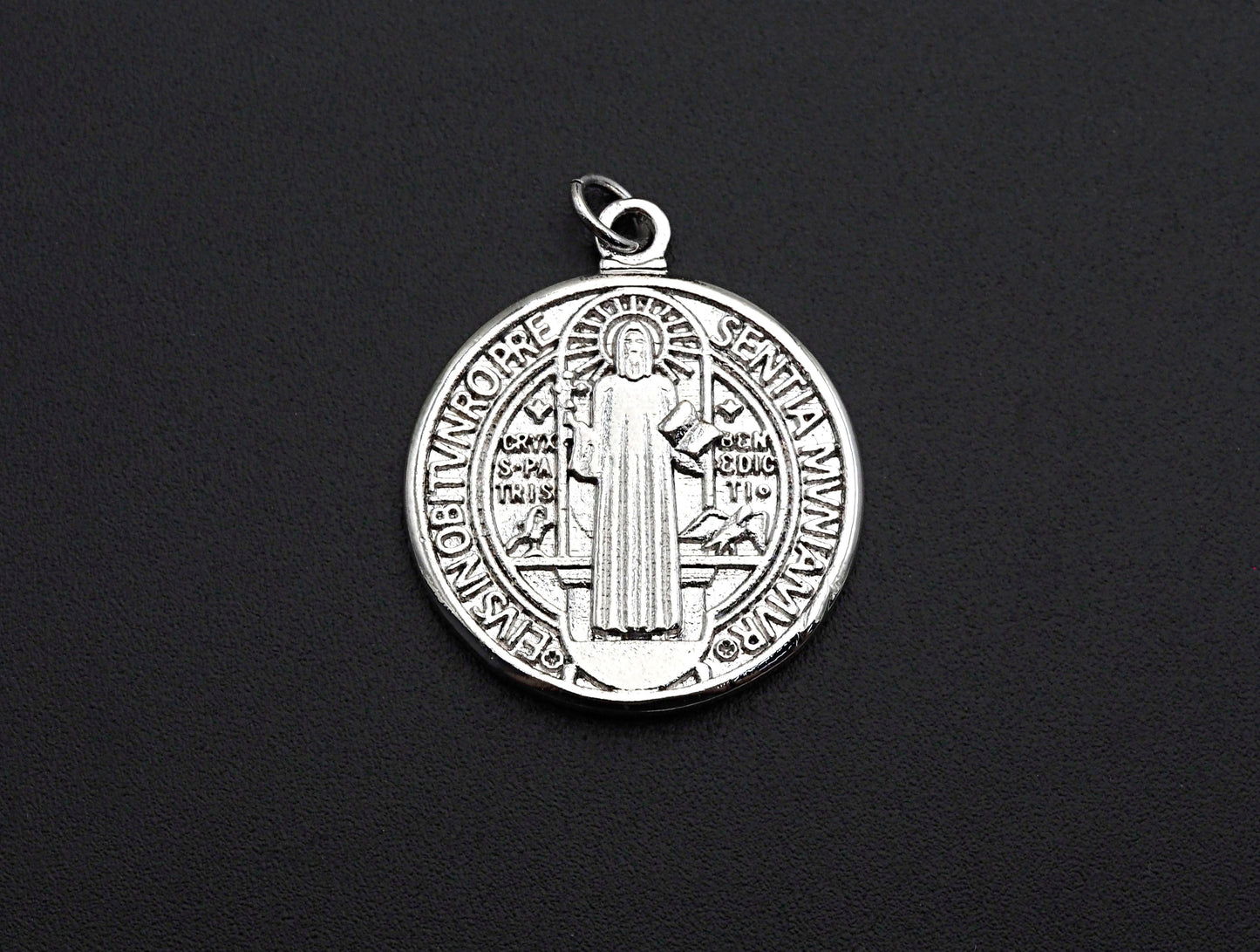 Saint St Benedict Medallion Protection Coin Pendant, Round Coin Pendant, Religious Pendant,Gold/Silver Tone, 25x29mm, Sku#Z726