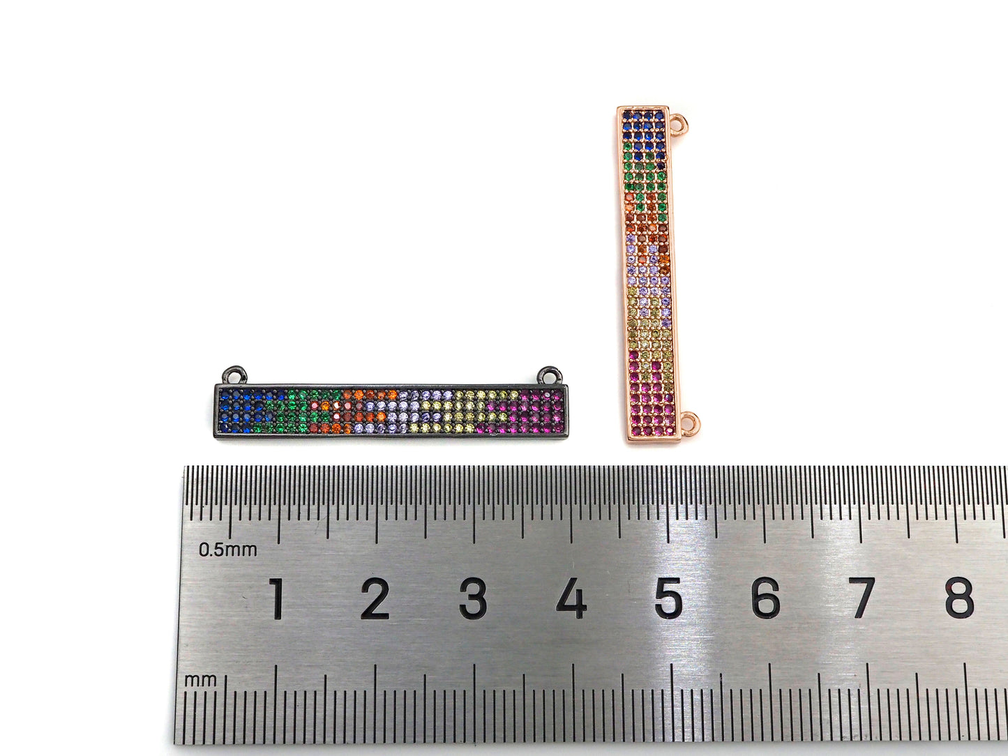 Colorful CZ Micro Pave Long Bar Charm/Pendant, SKU#F1129C