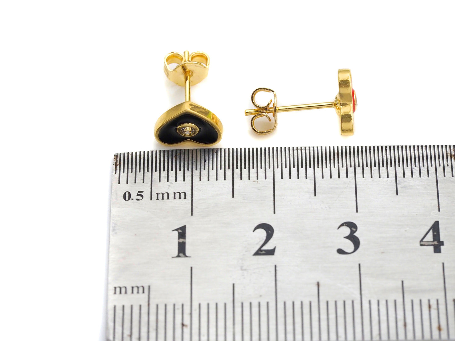 CZ Enamel Round Stud Earrings, Sku#J164C