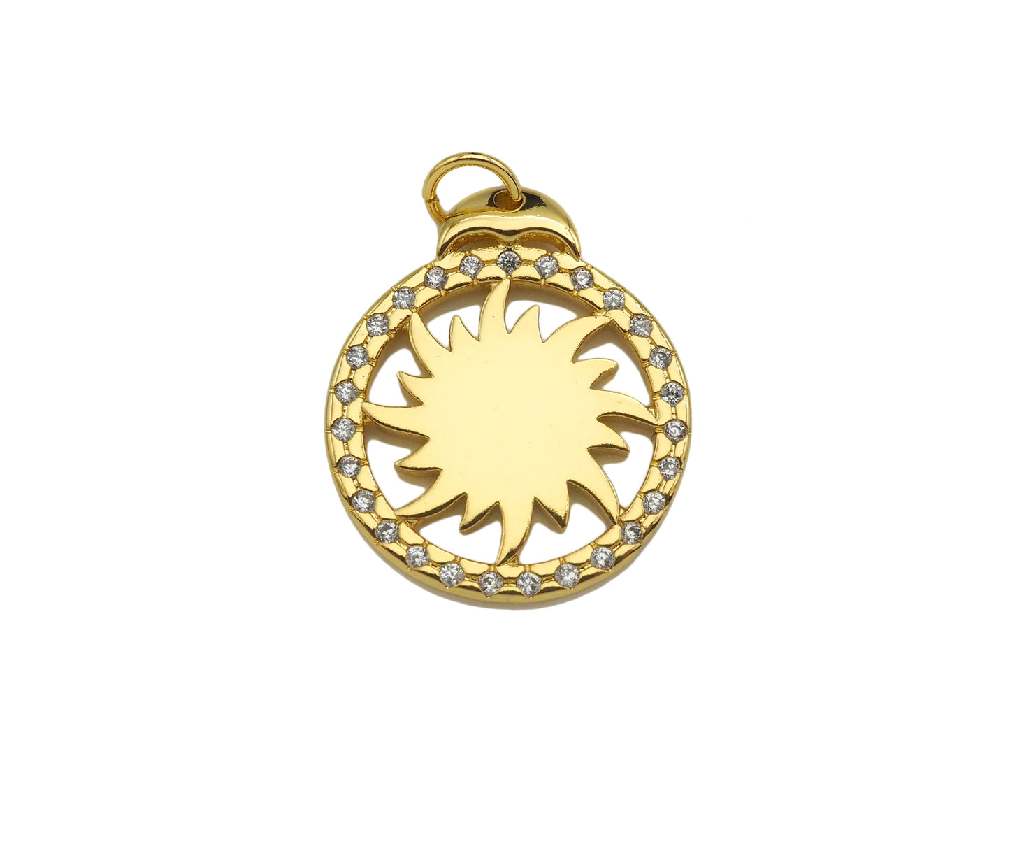 CZ Micro Pave Whirlwind On Round Ring Shape Pendant,Cubic Zirconia Medallion Charm, Necklace Bracelet Charm Pendant, 18x21mm, Sku#F1393