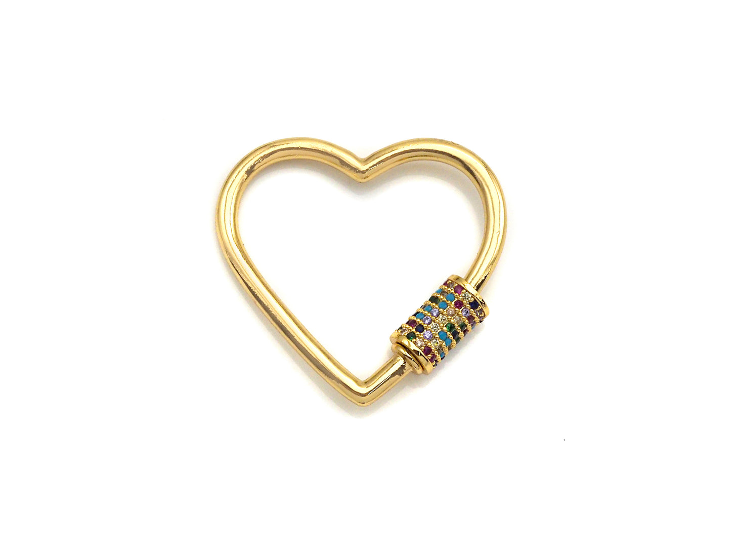 Colorful CZ Micro Pave Heart Shape Clasp, sku#K82