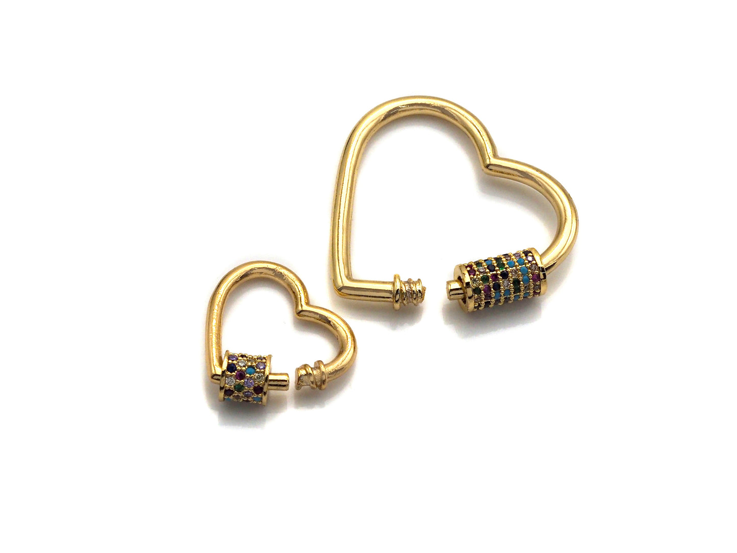 Colorful CZ Micro Pave Heart Shape Clasp, sku#K82