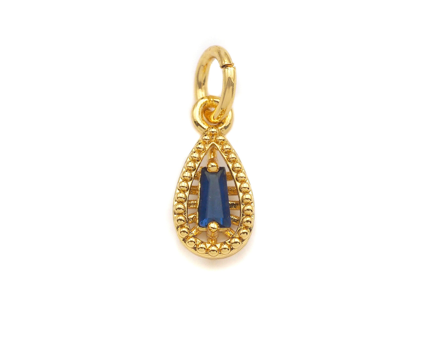 Colorful CZ Micro Pave Teardrop Shape Pendant, Fashion Jewelry Findings, Gold/Silver/Rose Gold Finish ,5x11mm,sku#Z1151