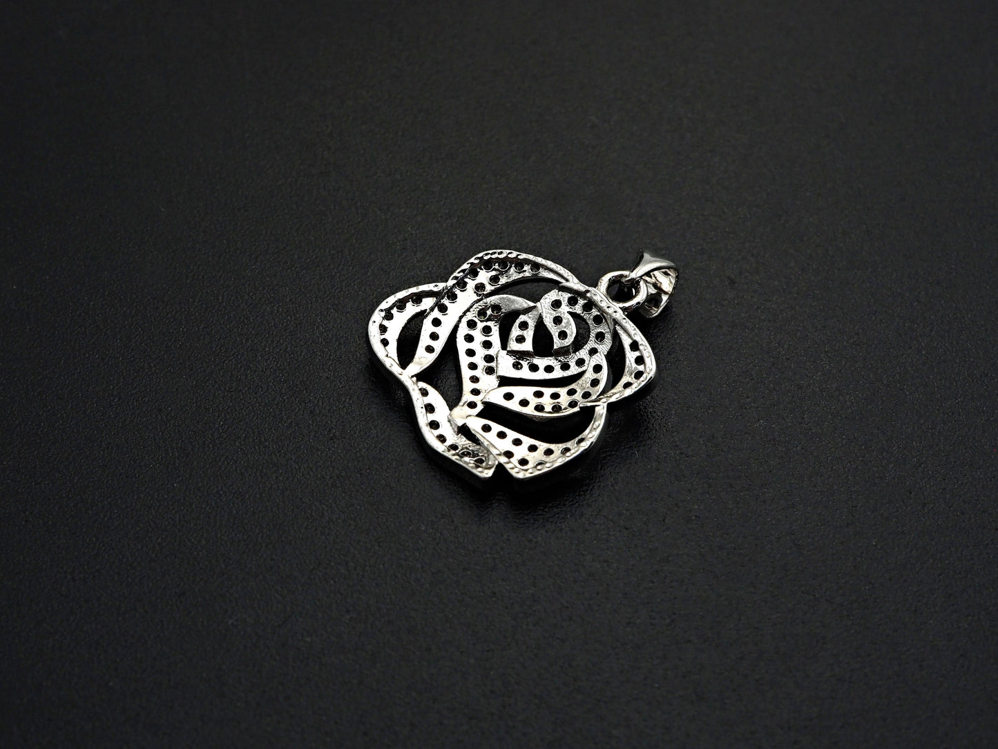 CZ Micro Pave Rose Flower Pendant/Charm,Cubic Zirconia Paved