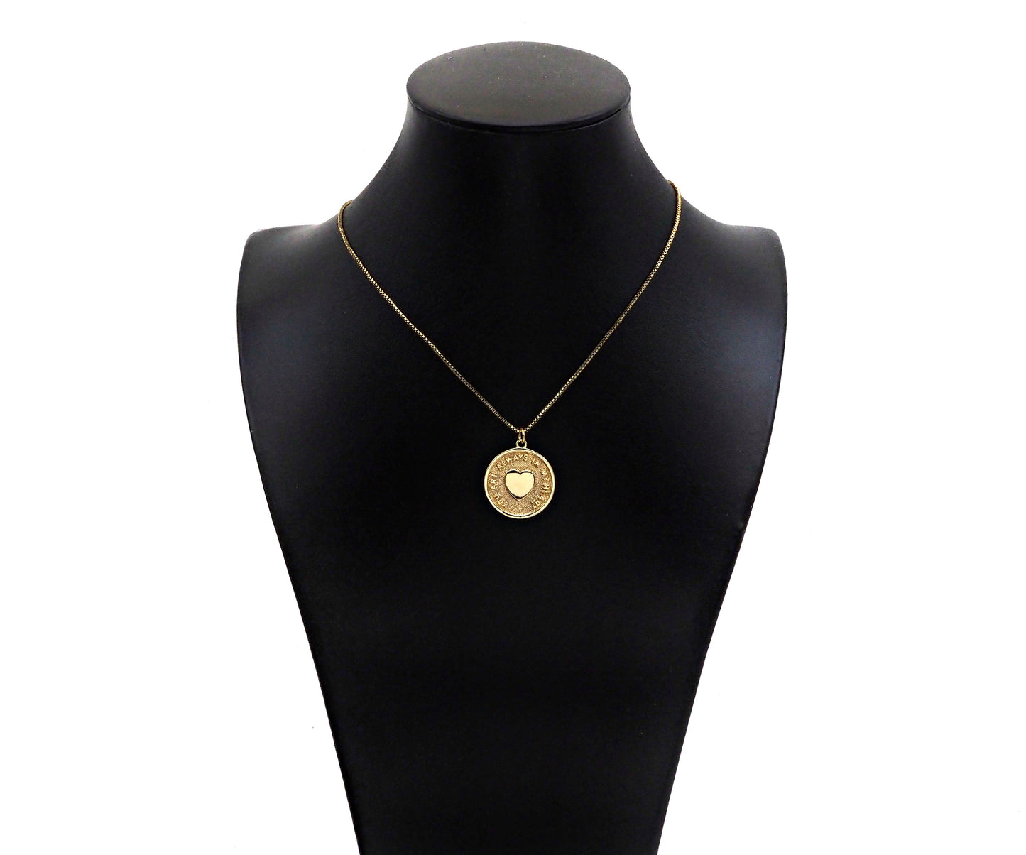14K Gold Filled Heart On Round Medallion Pendant,SKU#LX03