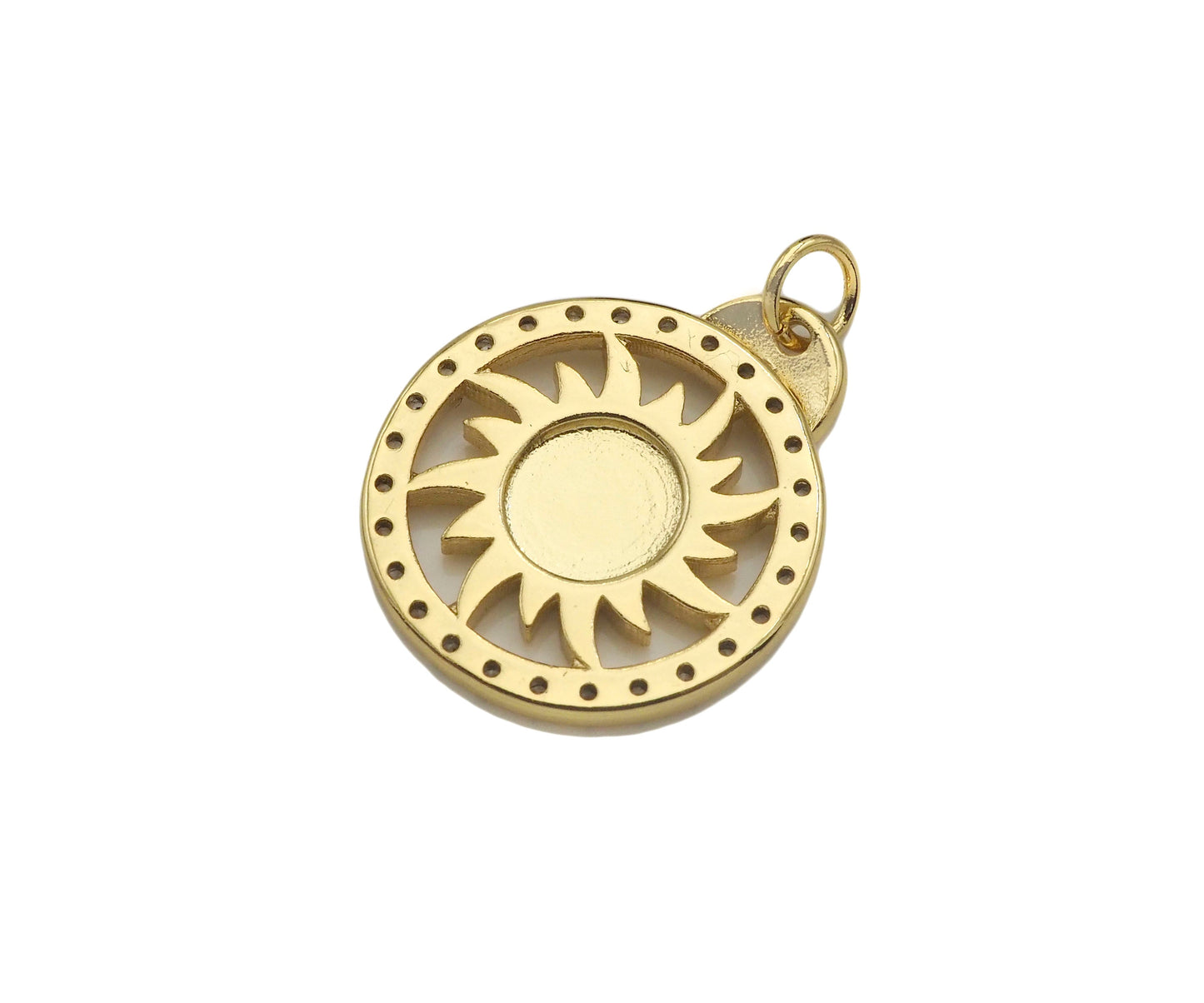 CZ Micro Pave Whirlwind On Round Ring Shape Pendant,Cubic Zirconia Medallion Charm, Necklace Bracelet Charm Pendant, 18x21mm, Sku#F1393