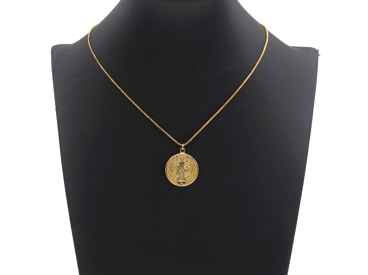 Saint St Benedict Medallion Protection Coin Pendant, Round Coin Pendant, Religious Pendant,Gold/Silver Tone, 25x29mm, Sku#Z726
