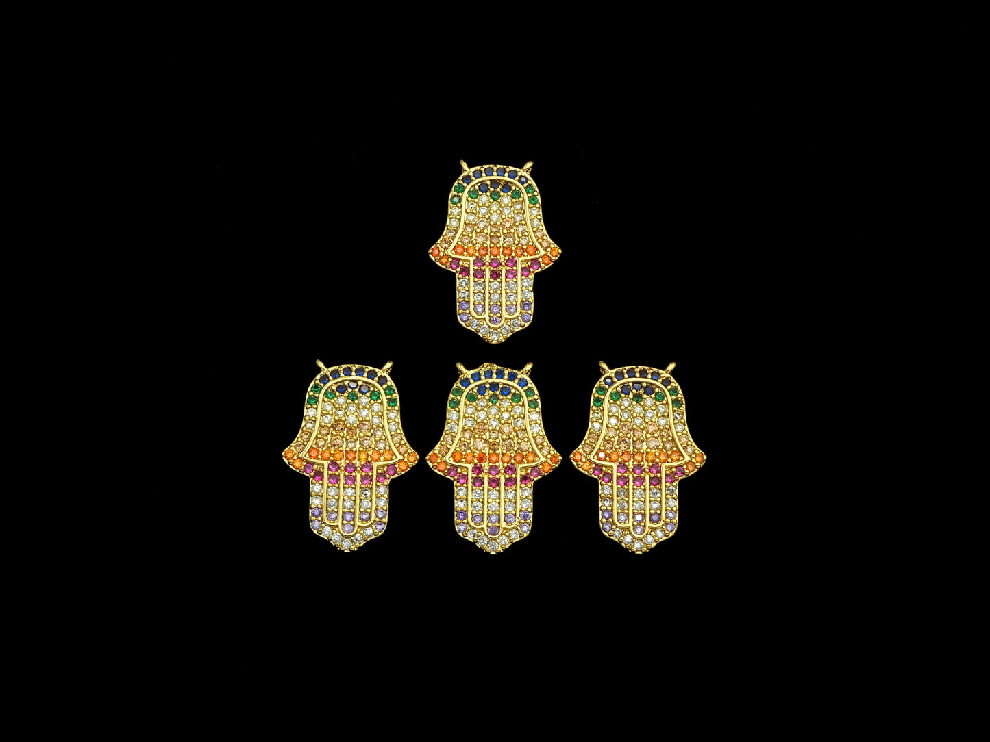 Colorful CZ Micro Pave Hamsa Hand Pendant/Charm,Cubic Zirconia Paved Charm, Necklace Bracelet Charm Pendant, 14x21mm,sku#F1144