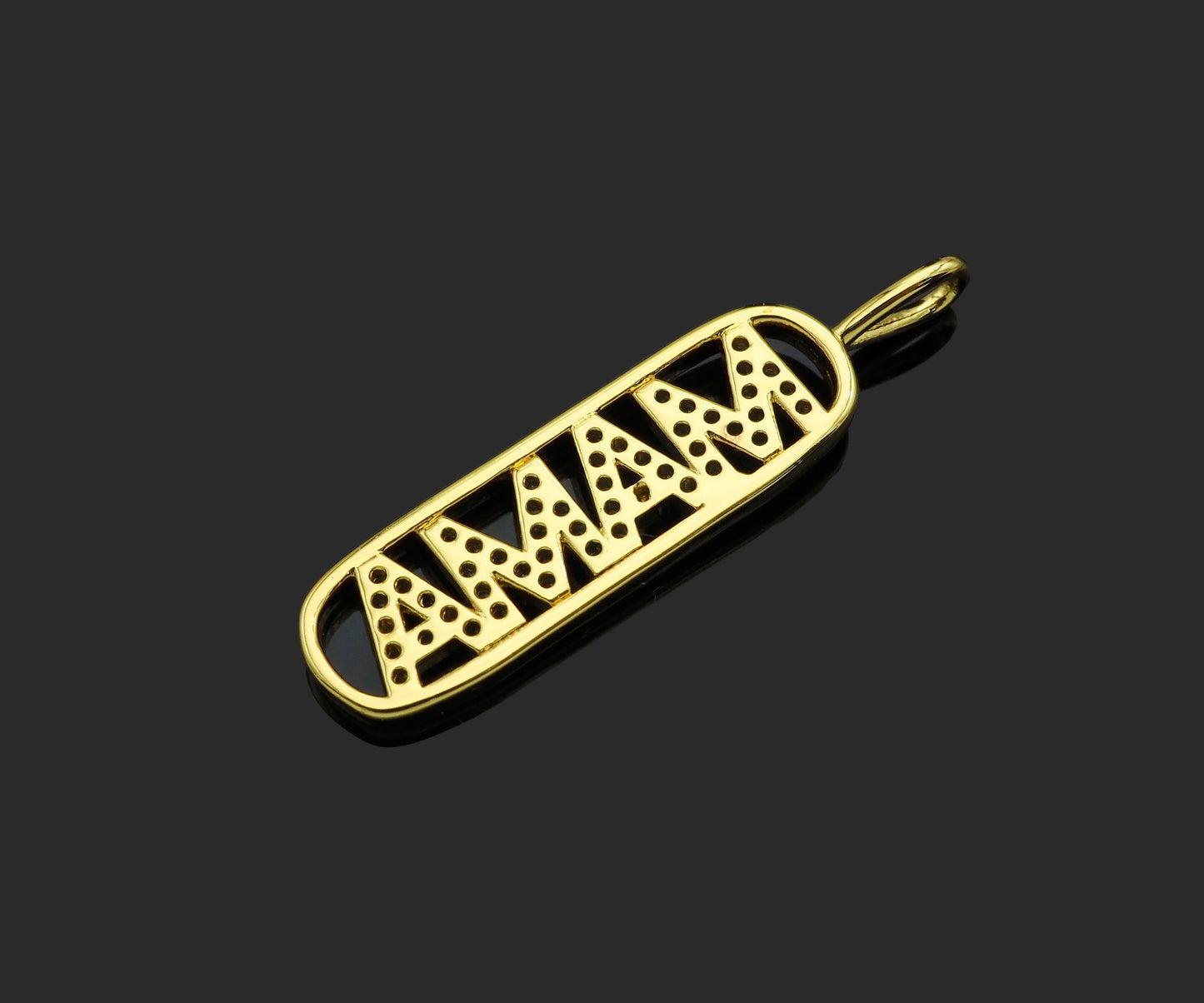 CZ Micro Pave Mama Word On Long Oval Frame Shape Pendant, 18K Gold Filled Charm, DIY Mother's Day Necklace Bracelet Pendant,9x36mm,Sku#JL49